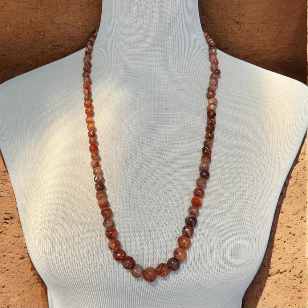 Vintage Carnelian Bead Strand 30" Graduated Beads 6-12mm ~ 86g